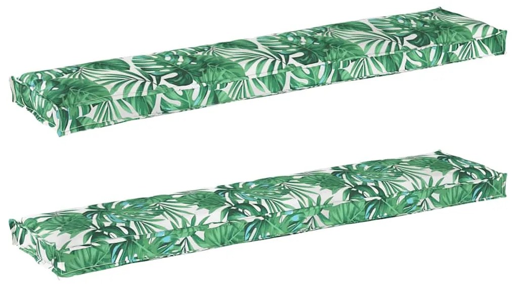 Almofadas de Palete para Banco 2 pcs Padrão de Folhas 180x40x8 cm Teci