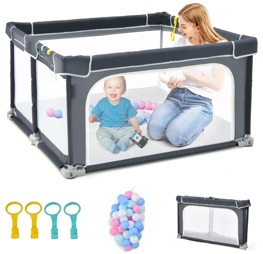 Cercadinho de segurança para bebês com 50 bolas oceânicas para crianças pequenas - Azul