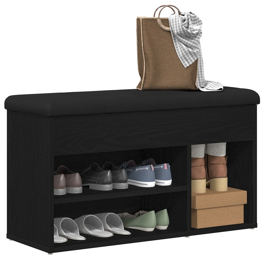Banco de Armazenamento vidaXL Preto Carvalho 80x30x45 cm Madeira de En