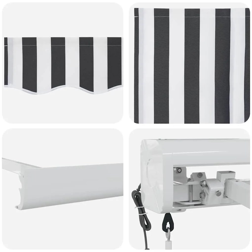 Toldo retrátil 4,5x3 m tecido e alumínio antracite e branco