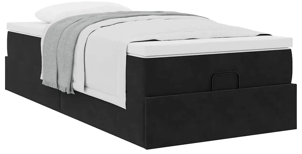 Estrutura de cama otomana vidaXL com colchão preto 100x200cm Veludo