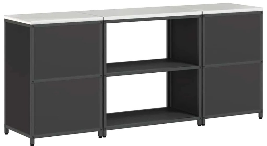 Conjunto de Armazenamento de Cozinha com prateleira 3 pcs Preto