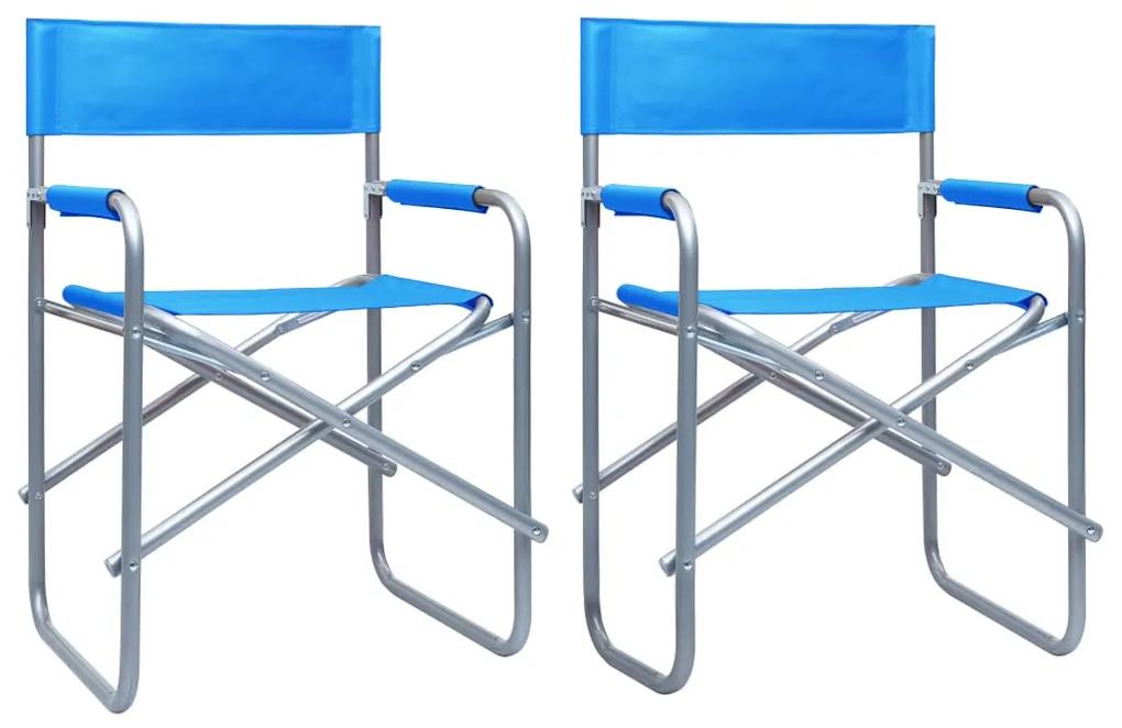 Cadeiras de realizador 2 pcs aço azul