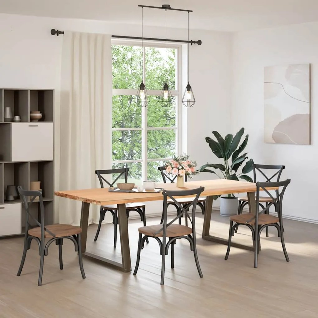 Pés para mesa de jantar em formato de V, 2 peças, aço natural, 90x(72-