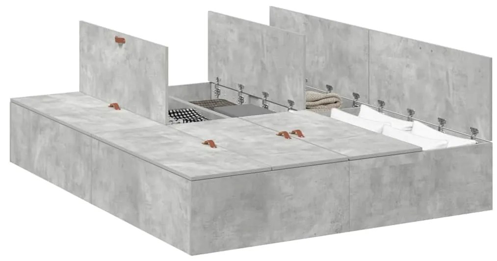 Cama de Armazenamento Cinza Concreto 140x190 cm