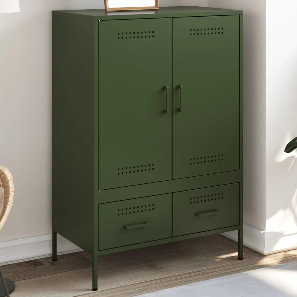 Móvel alto 68x39x101,5 cm aço verde azeitona