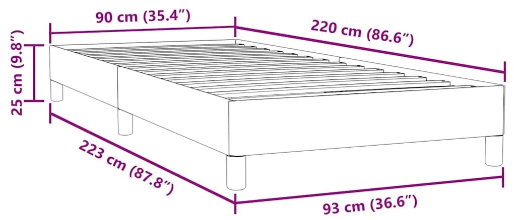 Cama com molas sem colchão 90x220 cm veludo verde-escuro