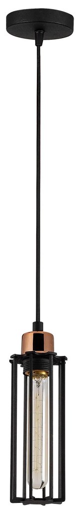 Candeeiro de Teto Likya – Preto e Bronze – Diâmetro 10 cm, Altura 112