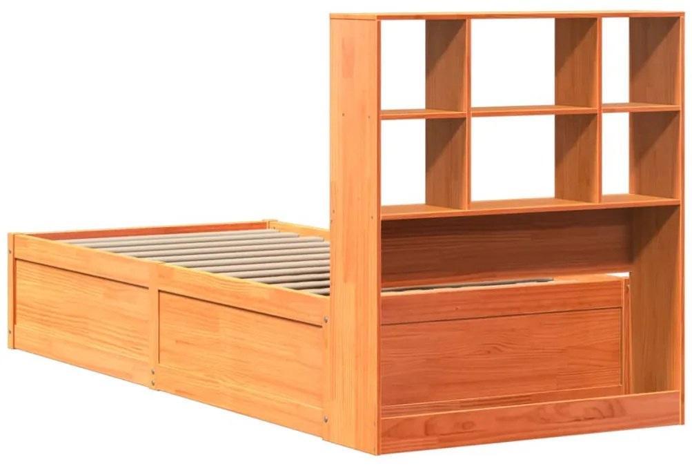 Cama sem colchão 90x190 cm madeira de pinho maciça castanho-mel