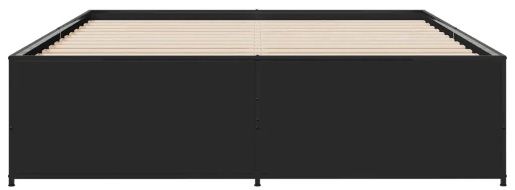 Estrutura de cama 150x200 cm derivados de madeira/metal preto