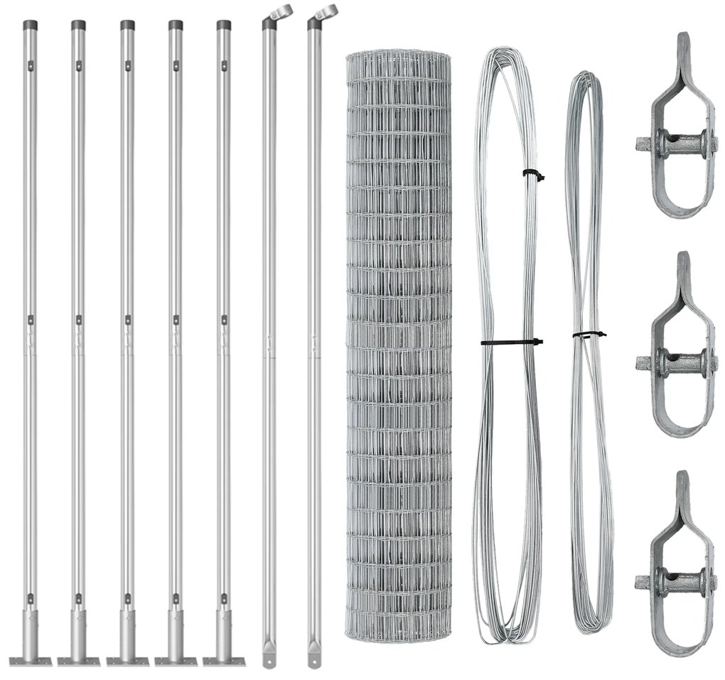 Cerca Euro com 7 Postes Flangeados 1,6x10 m Aço Galvanizado
