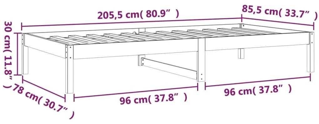 Sofá-cama sem colchão 80x200 cm madeira de pinho maciça branco