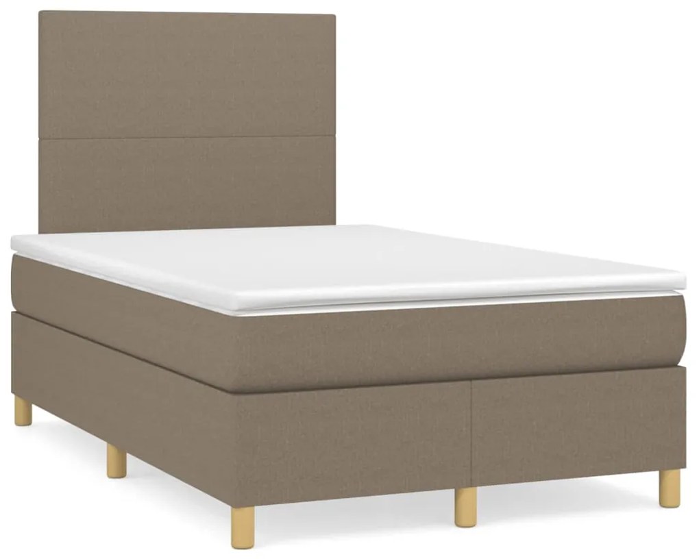 vidaXL Cama boxspring c/ colchão 120x190cm tecido castanho-acinzentado