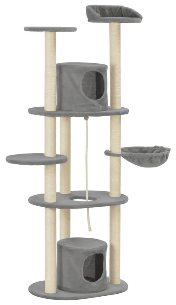 Árvore para gatos c/ postes arranhadores sisal 160 cm cinzento
