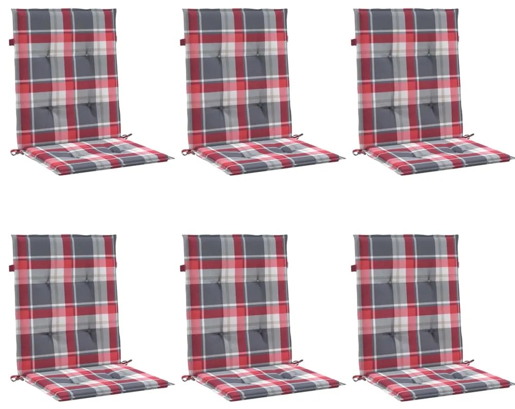 Almofadões lombares cadeiras jardim 6pcs oxford xadrez vermelho
