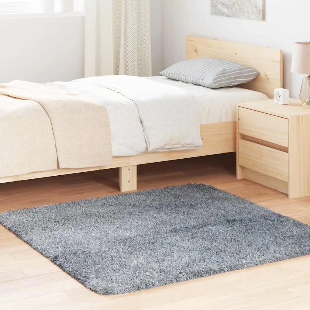 Tapete shaggy de pelo alto NAVARRA 120x120cm cinzento prateado