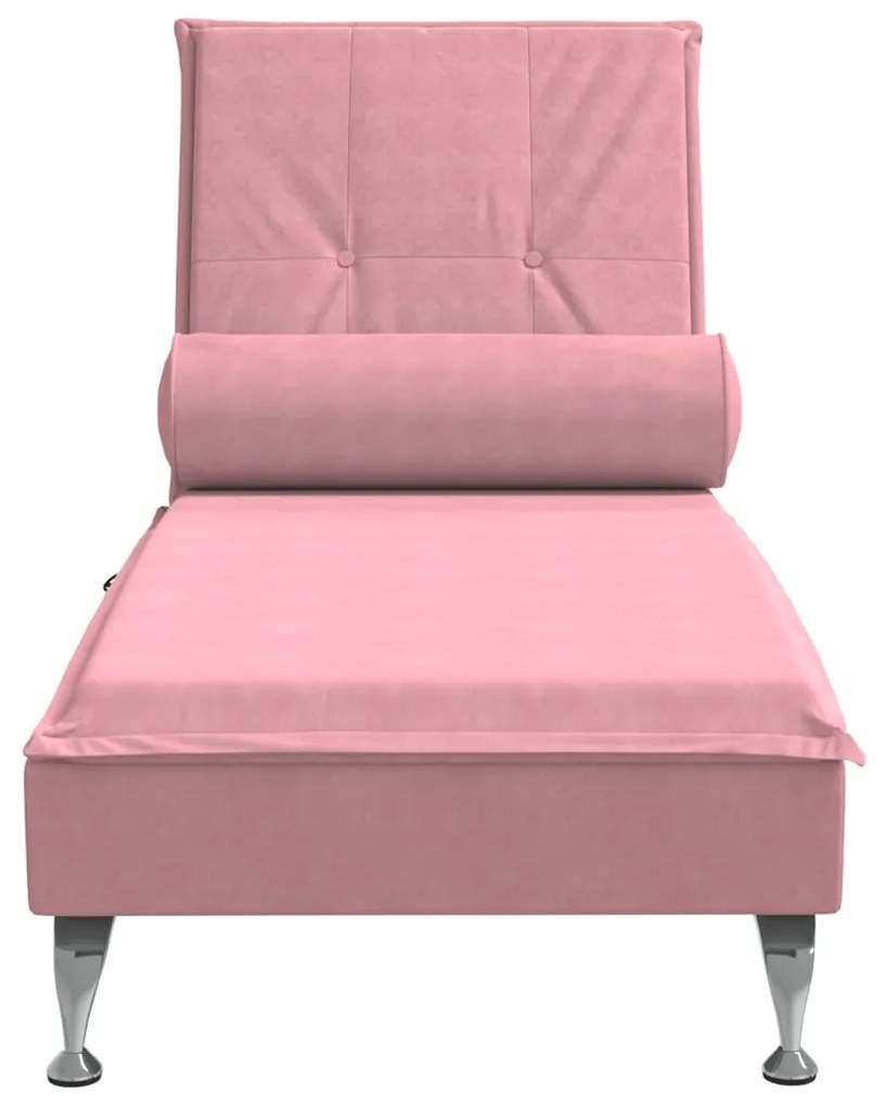 Chaise lounge de massagem com rolo veludo rosa