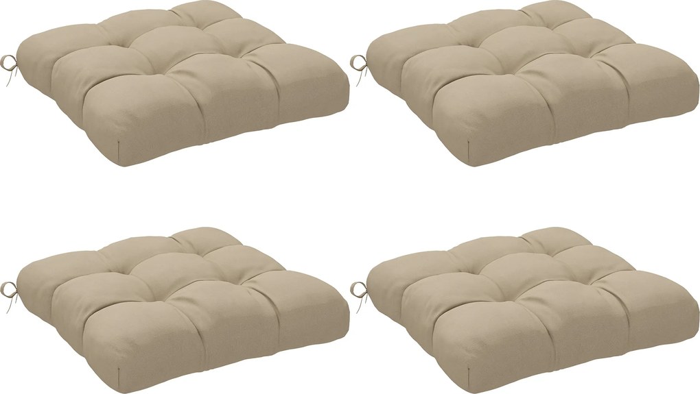 Outsunny Conjunto de Almofadas para Cadeiras de Jantar e Jardim Impermeáveis e Anti-UV com 2 Fitas de Fixação 48x48x10 cm Caqui | Aosom Portugal