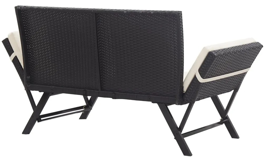 Banco de jardim com almofadões 176 cm vime PE preto