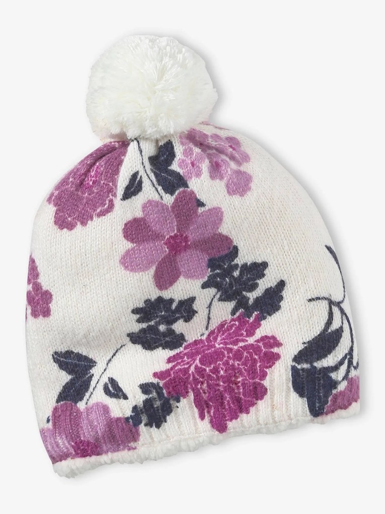 Agora -15%: Gorro de menina em malha fina, estampada às flores estampado rosa