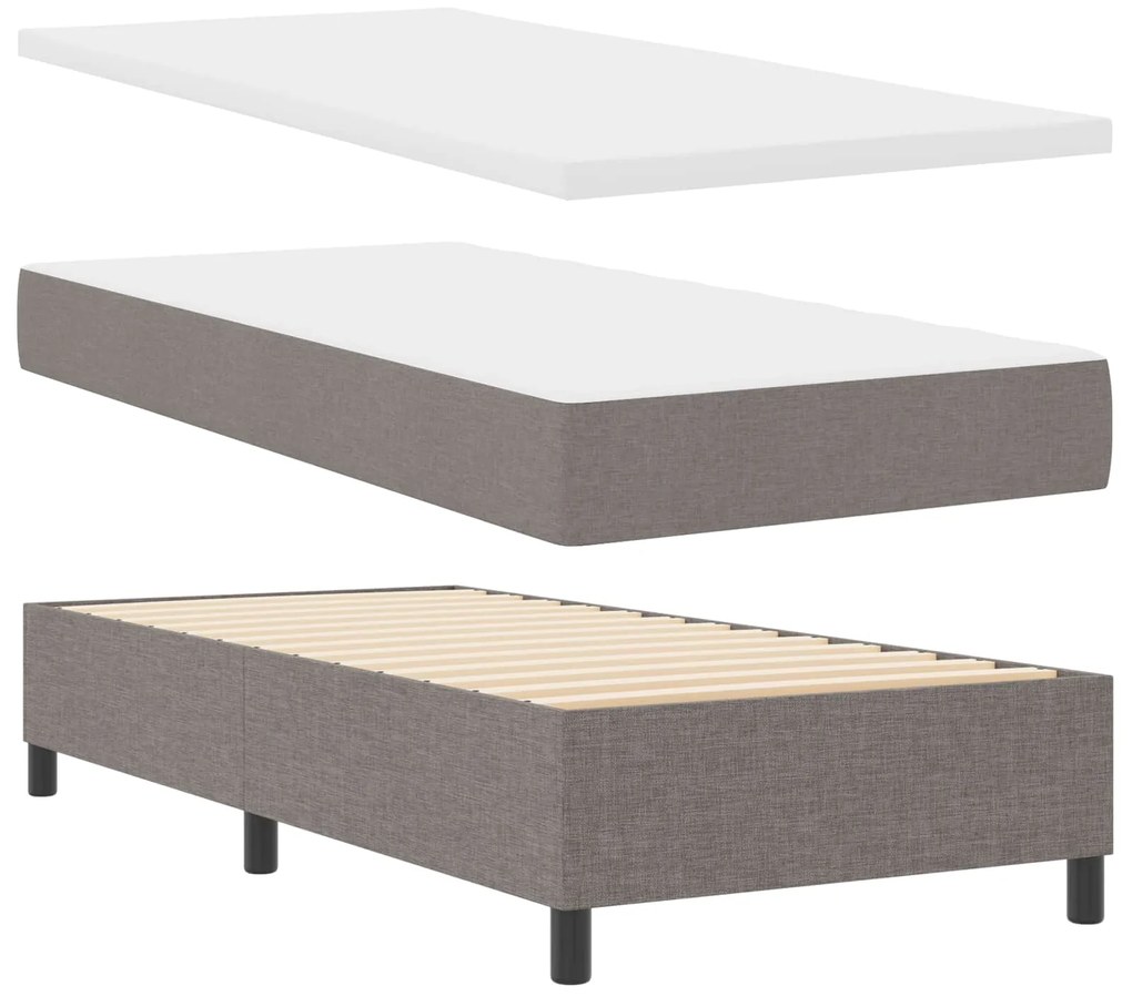 vidaXL Cama Box com colchão Cinzento-acastanhado 90 x 190 cm tecido