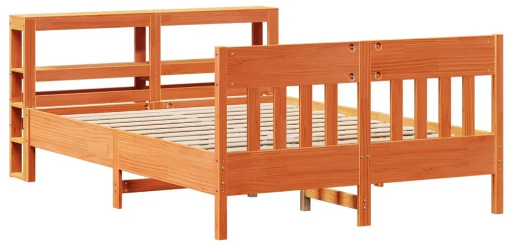 Cama sem colchão 140x200 cm madeira pinho maciça castanho-mel