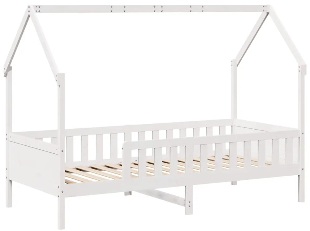 Cama infantil formato de casa 90x200 cm pinho maciço branco