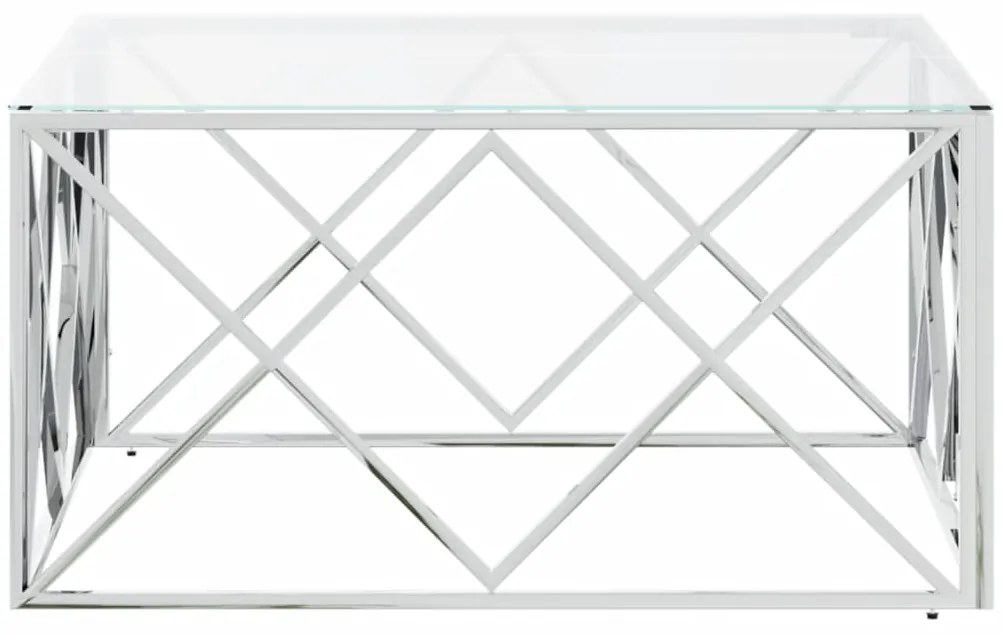 Mesa de centro 80x80x40 cm aço inoxidável e vidro