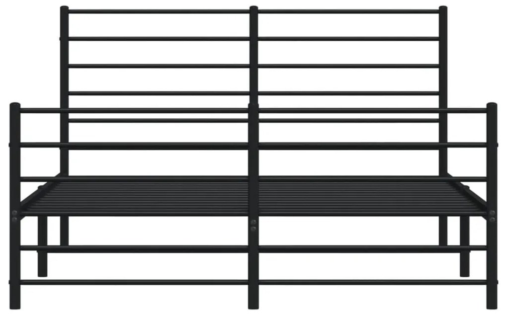Estrutura de cama com cabeceira e pés 120x190 cm metal preto
