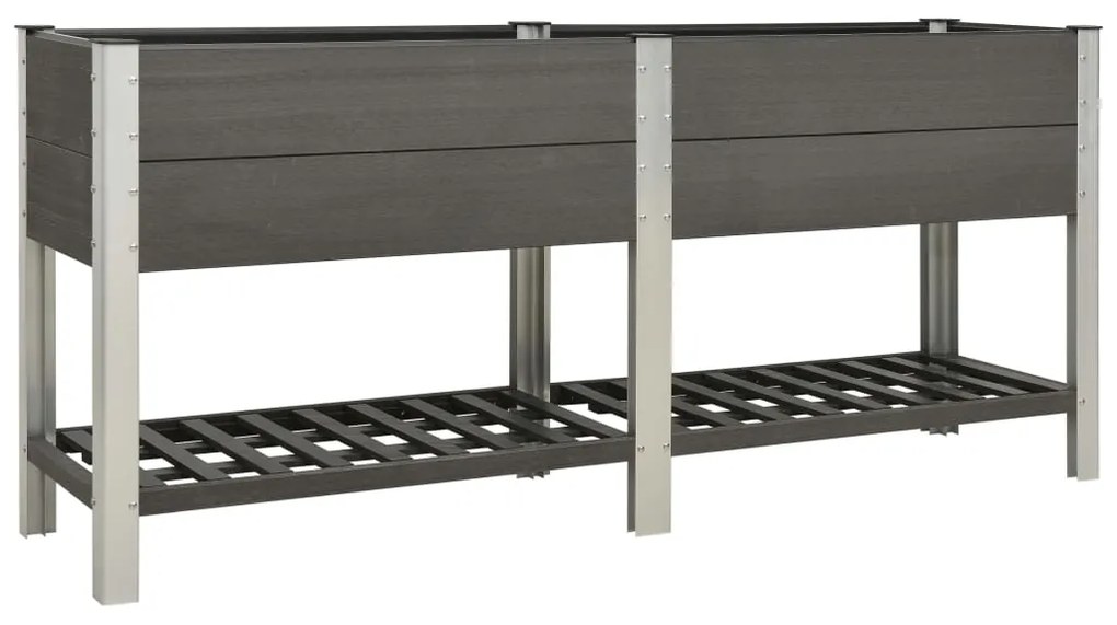 vidaXL Canteiro elevado jardim c/ prateleira 200x50x90 cm WPC cinzento