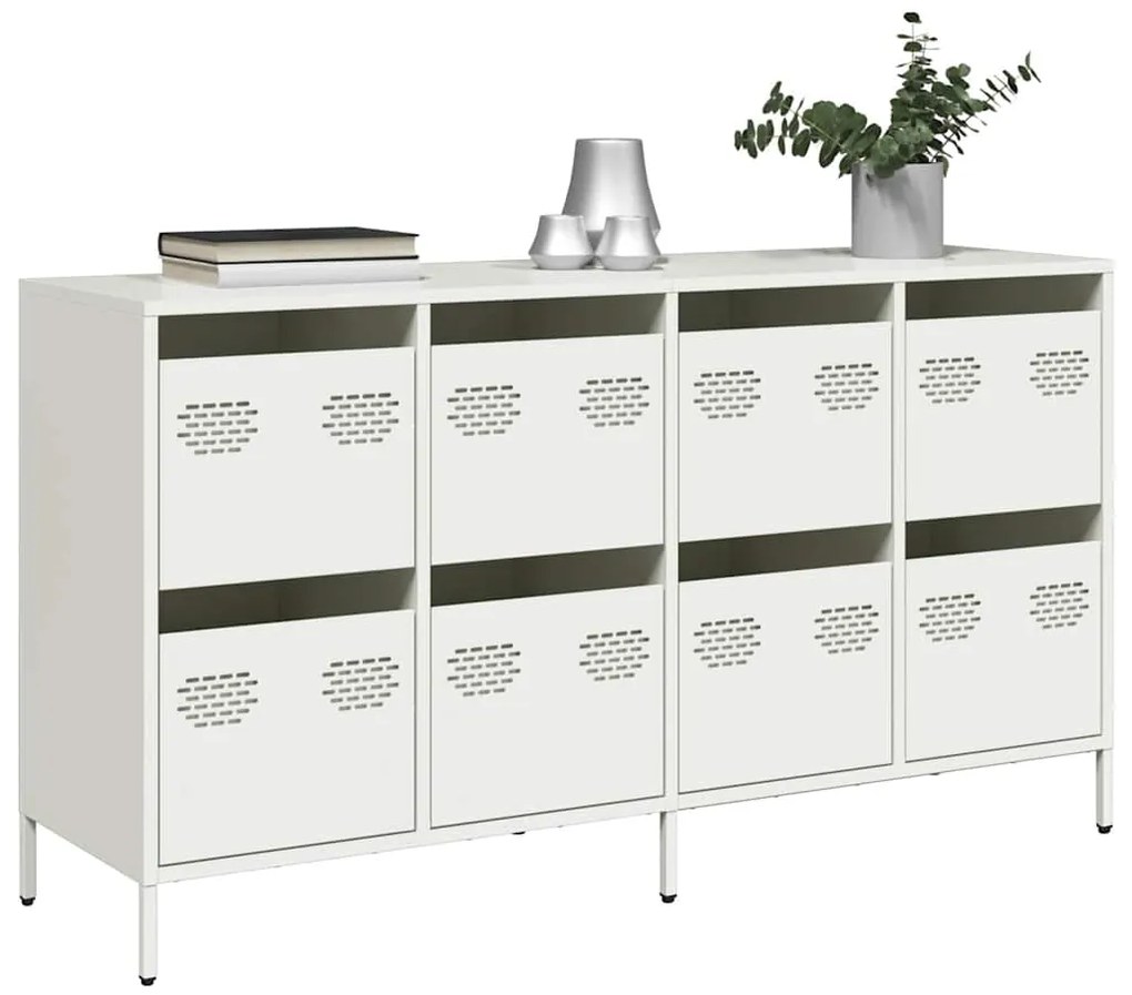 vidaXL Aparador 135x39x73,5 cm aço laminado a frio branco