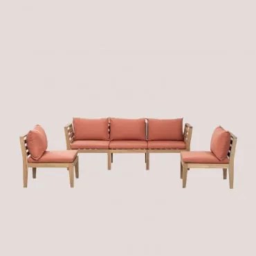 Sofá De Jardim Modular De 5 Peças Com Braços Em Madeira De Acácia Filips Terracota - Sklum