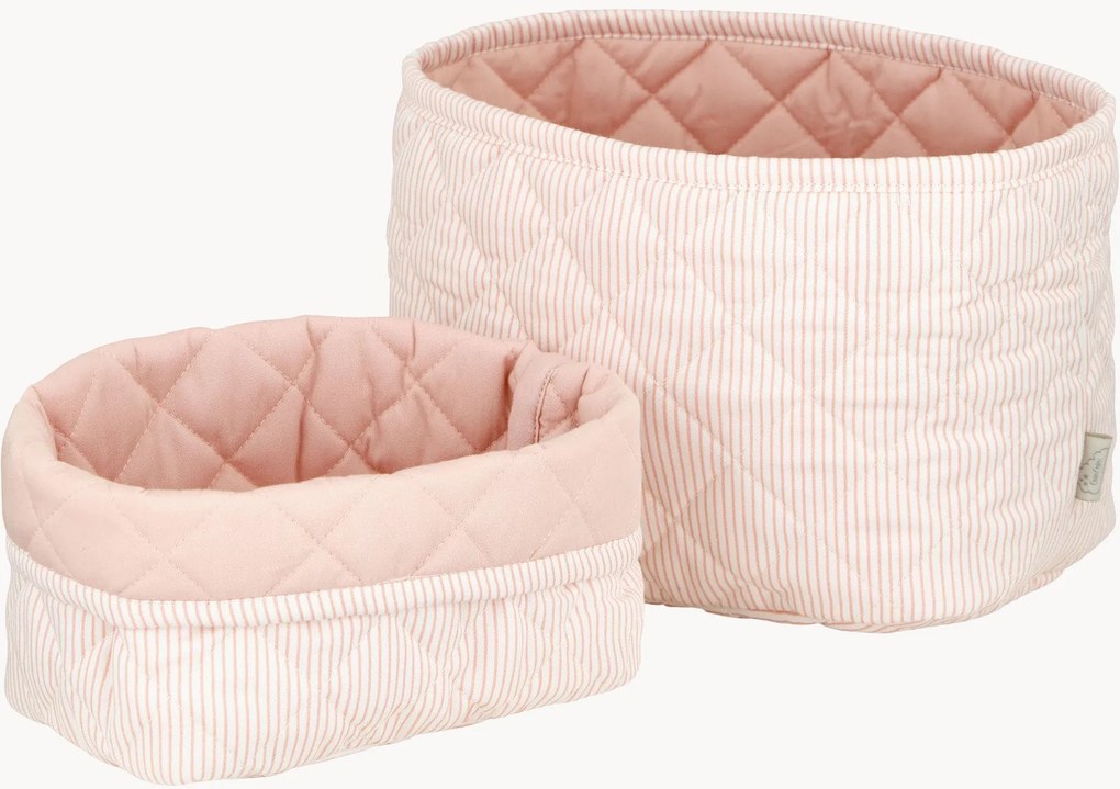 Cestos de arrumação infantis em algodão Stripes, conjunto de 2