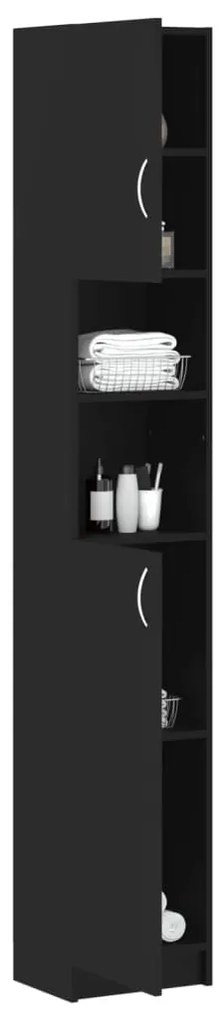Armário de casa de banho 32x25,5x190 cm derivados madeira preto
