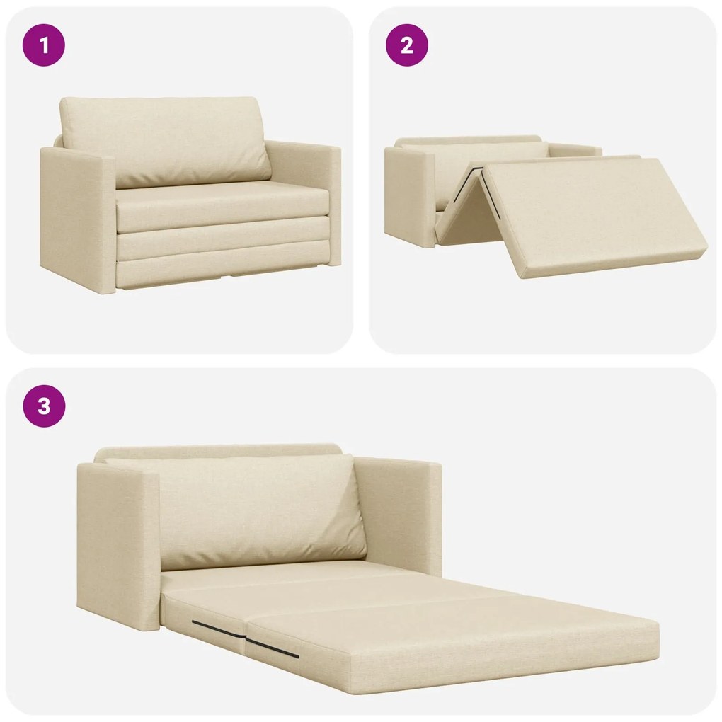Sofá-Cama 2 em 1 Creme 124x71x78 cm Tecido