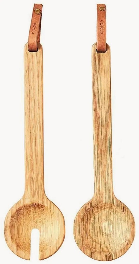 Talheres de servir em madeira de carvalho Alcamo, conjunto de 2