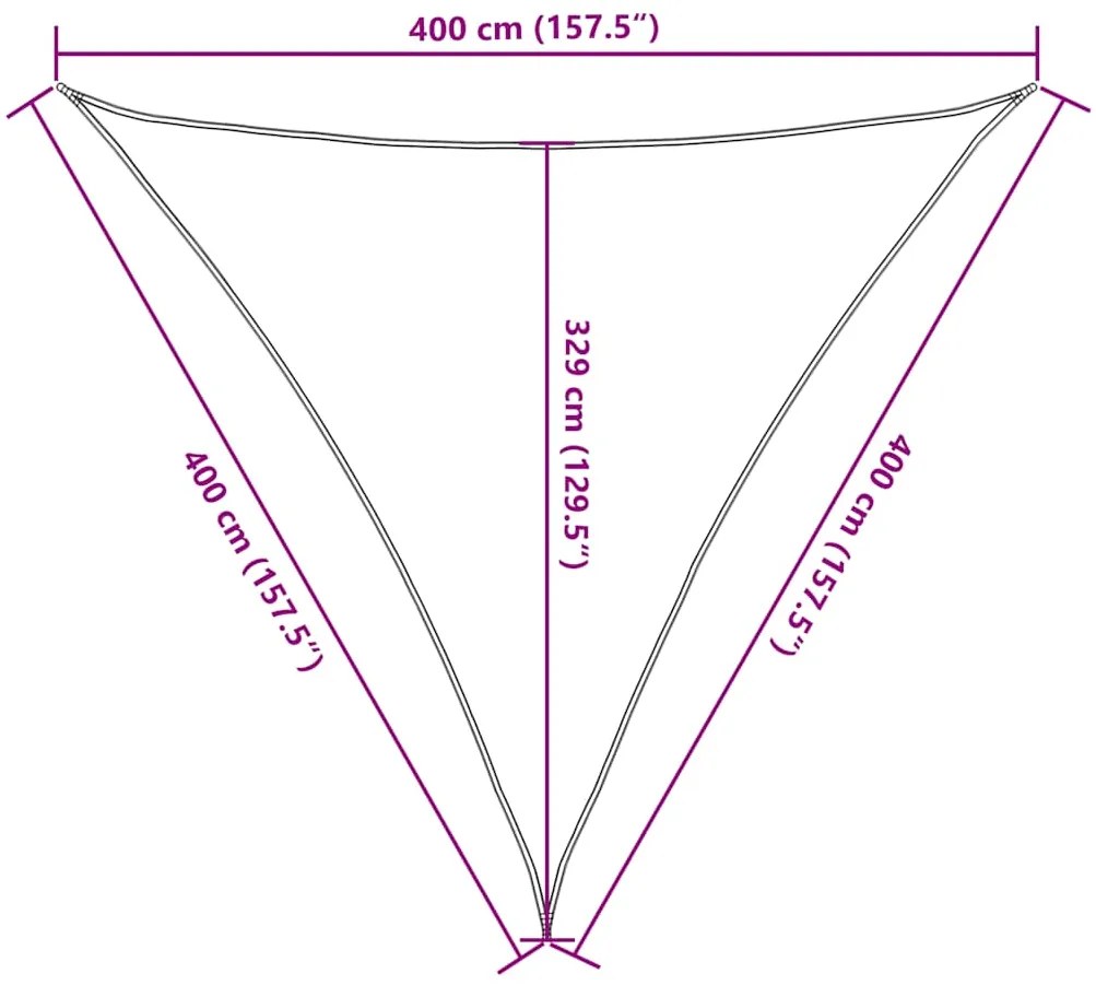 Para-sol estilo vela triangular 160 g/m² 4x4x4m PEAD areia