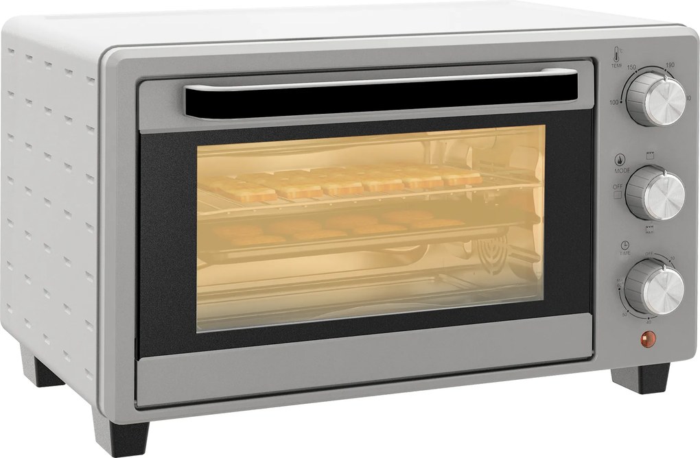 Mini Forno Elétrico 21L 1400W com Temporizador até 60min e Temperatura Ajustável até 230℃ 46x38,5x29 cm Prata