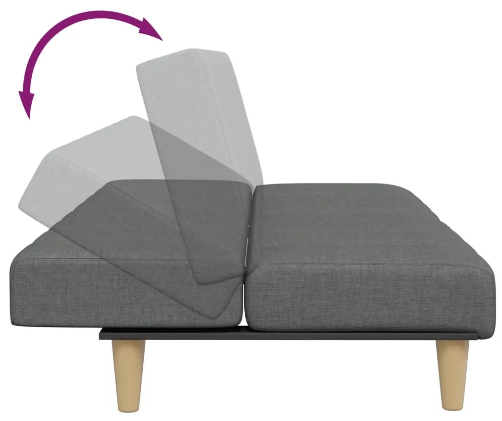 Sofá-cama de 2 lugares c/ apoio de pés tecido cinzento-escuro
