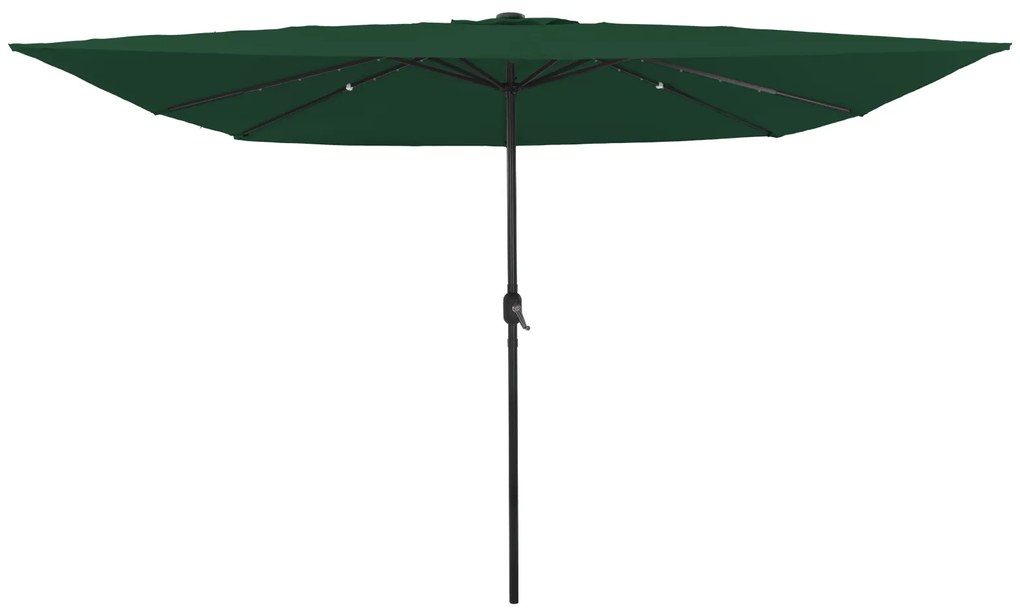 vidaXL Parasol Quadrado para Jardim com Luzes LED 295x245 cm Verde