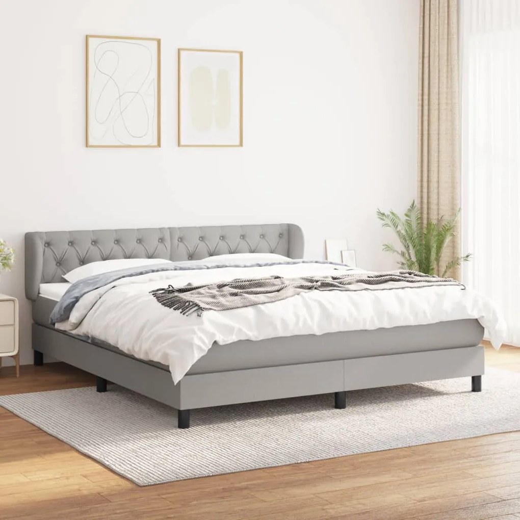 vidaXL Cama com molas/colchão 160x200 cm tecido cinzento-claro