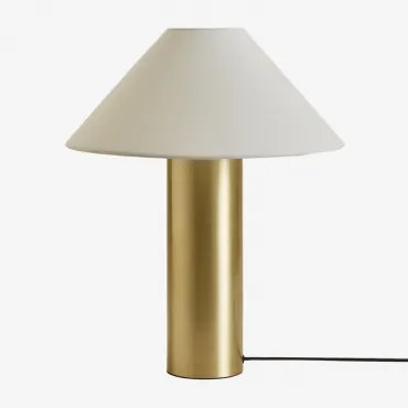 Candeeiro De Mesa Barak Em Linho E Ferro Dourado - Sklum