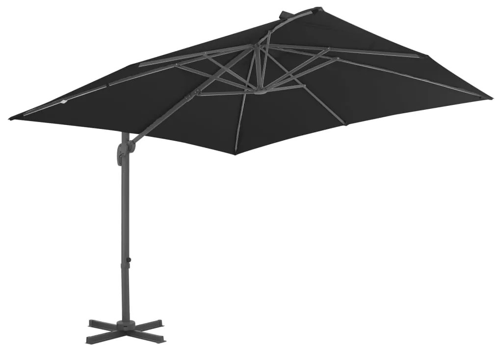 Guarda-sol cantilever com poste alumínio 3x3 m preto