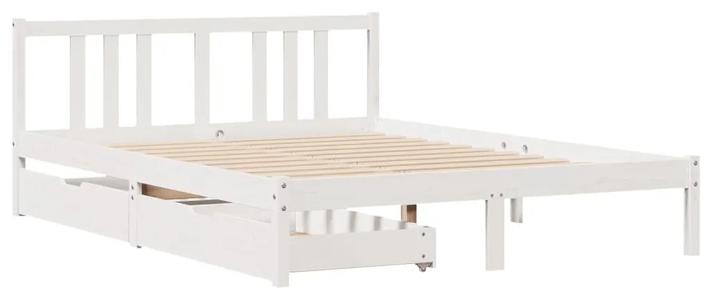 Cama sem colchão 150x200 cm madeira de pinho maciça branco