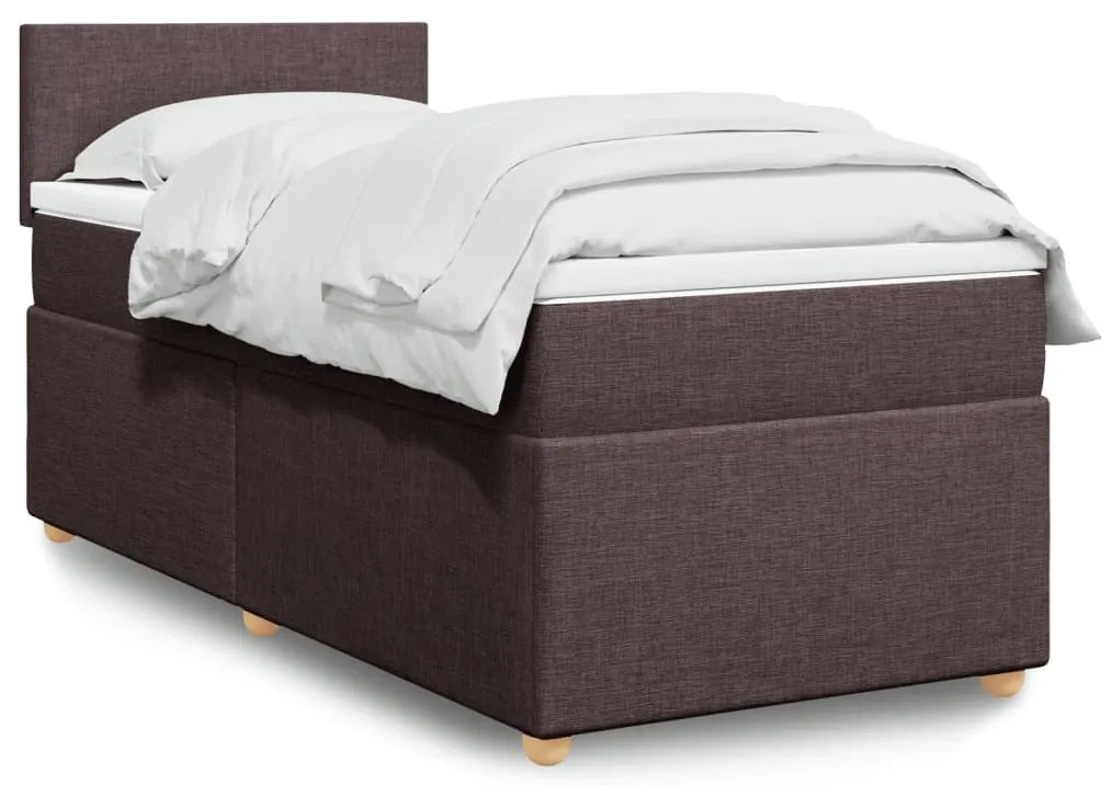 Cama com molas/colchão 90x200 cm tecido castanho-escuro