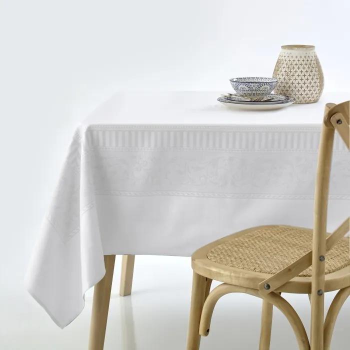 Toalhas de mesa Fateba rectangulares em damasco 100% algodão: Branco 150 x 320 cm