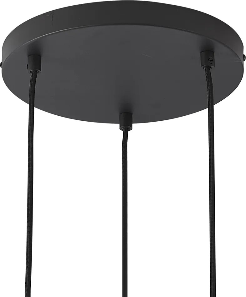 Candeeiro suspenso Art Deco preto com vidro fumado 3 luzes - Wallace