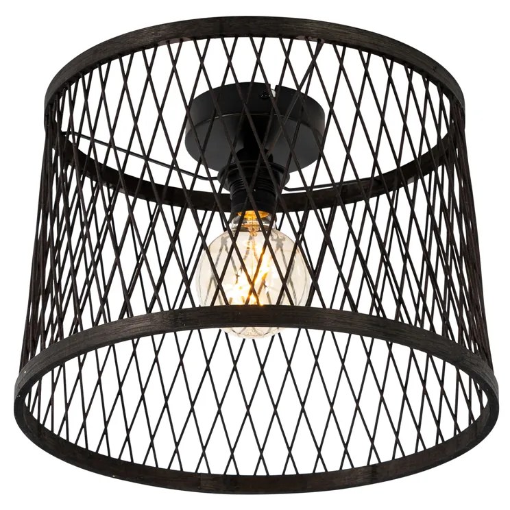 Candeeiro de teto rural rattan preto 40 cm IP44 - Calamus Rústico