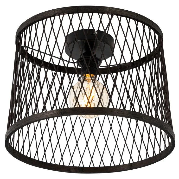 Candeeiro de teto rústico preto em vime 40 cm IP44 - Calamus Rústico