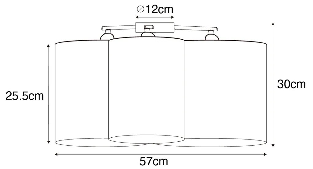 Candeeiro de teto preto com interior dourado 3 luzes - Multidrum